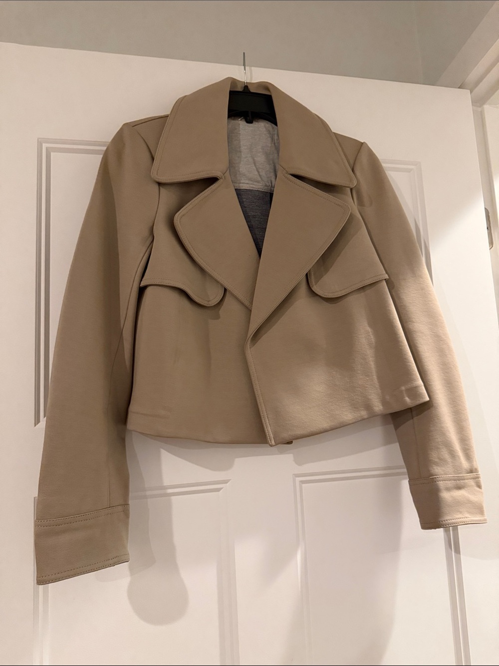 Cropped Oversized Taupe Jacket - Kit and Ace - size M/6